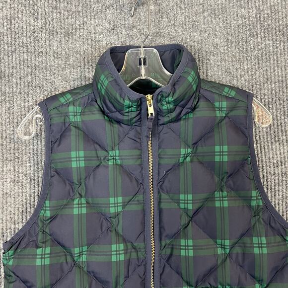 J Crew Factory Womens Plaid Quilted Puffer Vest Size Small Down Filled Preppy - Picture 2 of 9